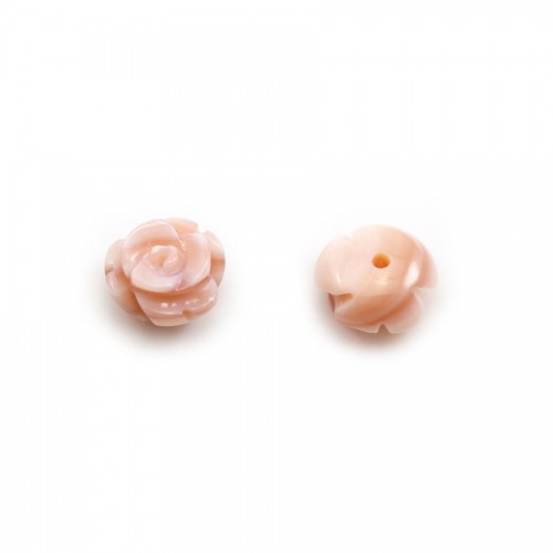 Natural rose shell ''Flower''Semi-perforated 8mm X 1pc