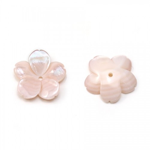 Pink mother-of-pearl flower 19.5mm x 1pc
