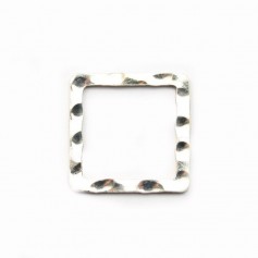 Hammered 925 sterling silver closed square rings 12x12x1.5mm x 2pcs