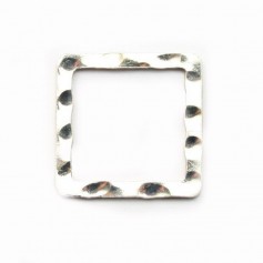 Hammered 925 sterling silver closed square rings 14x14x1.5mm x 2pcs