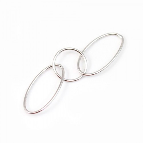 925 Silver Rhodium, Triple Oval & Round Rings