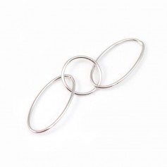 Prata tripla oval e anel redondo 925 rhodium chapeado 11x19mm x1pc
