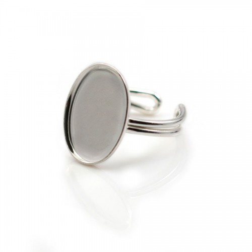 Verstellbarer Ring aus 925er Silber mit ovaler Auflage 13x18mm x 1Stk