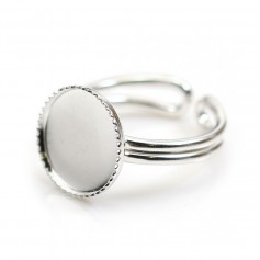 925 silver adjustable ring, with a round support of 12mm x 1pc
