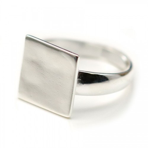 Sterling Silver 925 Simple Ring square Adjustable12 mm X 1 pc