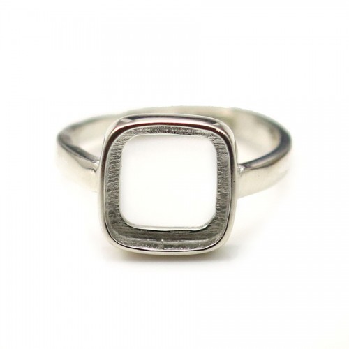 Einstellbarer Ring Träger quadratischen Cabochon 10mm Silber 925 x 1pc