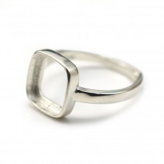 9.5mm square cabochon support ring in 925 silver x 1pc