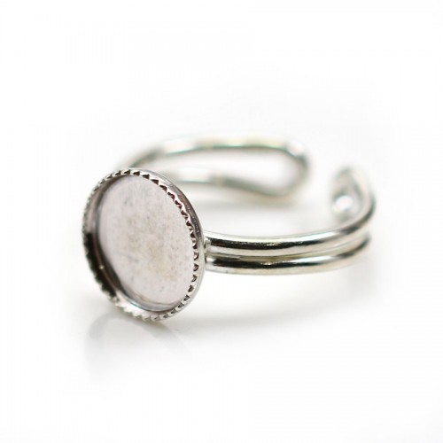 Ring in 925 silver, with a 10mm round support x 1pc