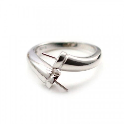 Doppio anello flessibile regolabile per semi-trapano in argento 925 rodiato x 1 pezzo