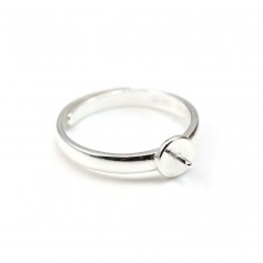 Adjustable ring with flat base 5.5mm and 2mm peg, silver 925, for beads half-drilled x 1pc