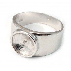 Breite Ringhalterung aus 925er Silber für halbgebohrte Perlen x 1Stk