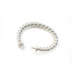 Adjustable flexible double twisted ring for half drilled silver 925 x 1pc
