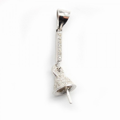Schalenförmiger Riegel, für halbgebohrte Perlen, 925er Silber, rhodiniert, 30mm x 1Stk