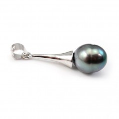 Bélière coupelle, pour perles semi-percées, argent 925 rhodié, 23.3mm x 1pc
