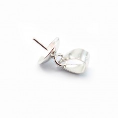 Schalenförmiger Riegel für halbgebohrte Perlen, 925er Silber, rhodiniert, 14mm x 1Stk