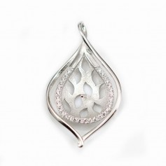 Gancio stilizzato in argento 925 rodiato per perle semiperforate 35 mm x 1 pz
