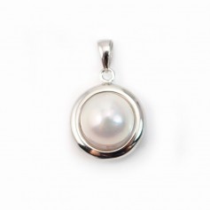 Clip , für halbgebohrte Perlen, 925er Silber, rhodiniert, 23mm x 1Stk