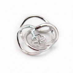 Flower pendant, silver 925 rhodium, for beads half-drill, 20mm x 1pc