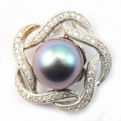 Blumenkranz, 925er Silber, rhodiniert, für halbdurchbohrte Perle, 19.5mm x 1Stk