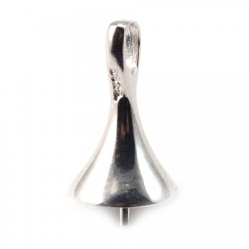 Ciondolo, argento 925 rodiato, per perla semiperforata, 12,5 mm x 1 pezzo
