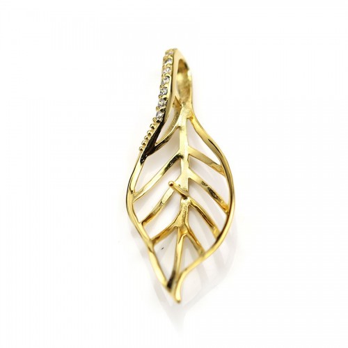 Pendant in silver gilt & zirconium, in shape of a leaf, 36 * 14mm x 1pc