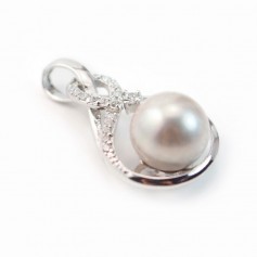 Gancio stilizzato in argento 925 rodiato per perle semiperforate 30x15 mm x 1 pz