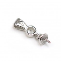 Schalenförmiger Ring für halbgebohrte Perlen, 925er Silber, rhodiniert, 15.3mm x 1Stk