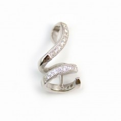 Bélière stylisée en argent 925 rhodié & strass pour perle semi-percée x 1pc