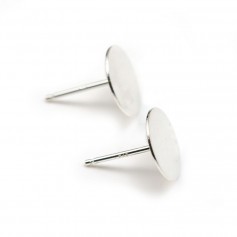 925 silver earring studs, for round cabochon 10mm x 2pcs