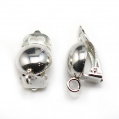 Clip d'oreille demi boule avec anneaux 4mmx16.5x10mm , argent 925 , x 2pcs