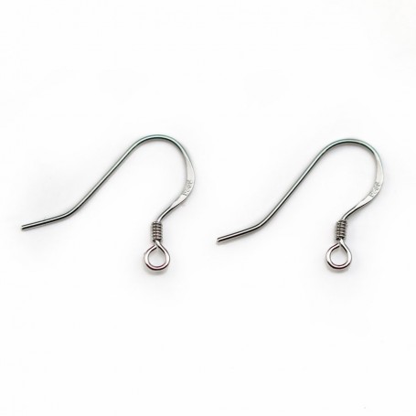 Ear wires with spring, 925 Sterling Silver rhodium 12mm x 2pcs