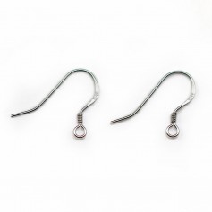 Silver 925 rhodium ear hooks with spring 18mm x 4pcs
