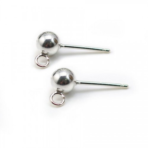 Ball earstuds and, 925 Sterling Silver 5mm x 2pcs