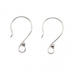 Ear wires shaped like S, Sterling Silver 925 Rhodium x 2pcs