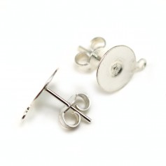 Stud earrings flat with silver ring 925 10mm x 2pcs
