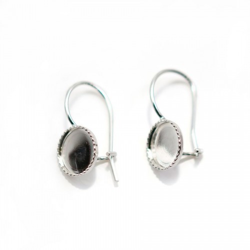 Ear hook, in 925 silver, in round shape of cabochon measuring 8mm x 2pcs