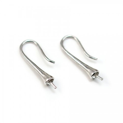 Sterling Silver 925 Rhodium Earwires half-drilled X 2 pcs
