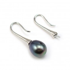 Ohrhaken für halbdurchbohrte Perlen, 925er Silber rhodiniert 22x10.5mm x 2Stk