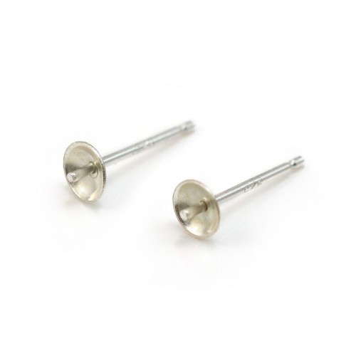 Orecchini per perle semi-perforate in argento 925 4 mm x 4 pezzi