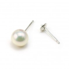 Pendientes de perlas semiperforados 925 plata 4mm x 4pcs