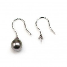 Ohrhaken aus rhodiniertem 925er Silber für halbdurchbohrte Perlen 22mm x 2Stk
