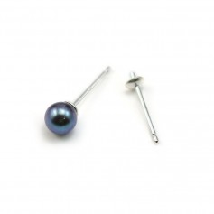 Stud Earrings for beads half-Silver 925 pierced 3mm x 4pcs