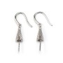 Earwires with attach pendant for half- drille, 925 Streling silver rhodium, x 2pcs