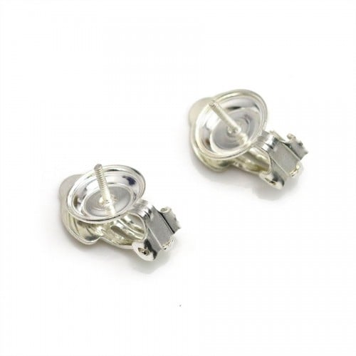 Earrings clip, in 925 silver, measuring 8.5mm, for half drilled beads x 2pcs