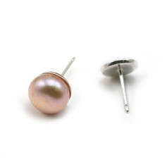 Stud Earrings for beads half-silver 925 9mm x 2pcs