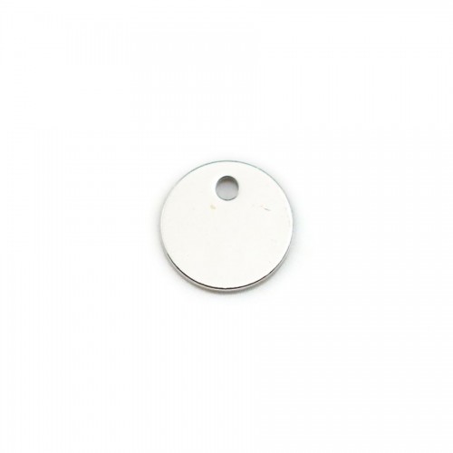 Medalha redonda de encanto gravada em prata 925 8mm x 4pcs
