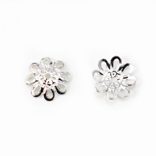 925 Sterling Silver Flower Saucers 8mm x 4pcs