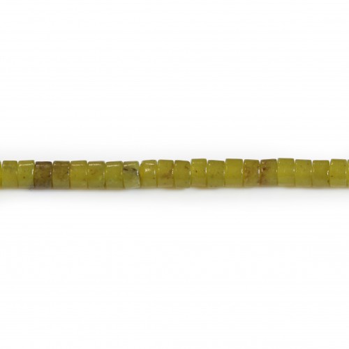 Jade verde amarillo coreano, forma Heishi, 2x4mm x 40cm