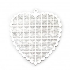 Ciondolo cuore traforato in argento 925 con filigrana 40mmx35mm x 1pc
