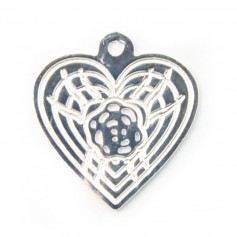 Silver filigree heart charm 925 12x13mm x 2pcs
